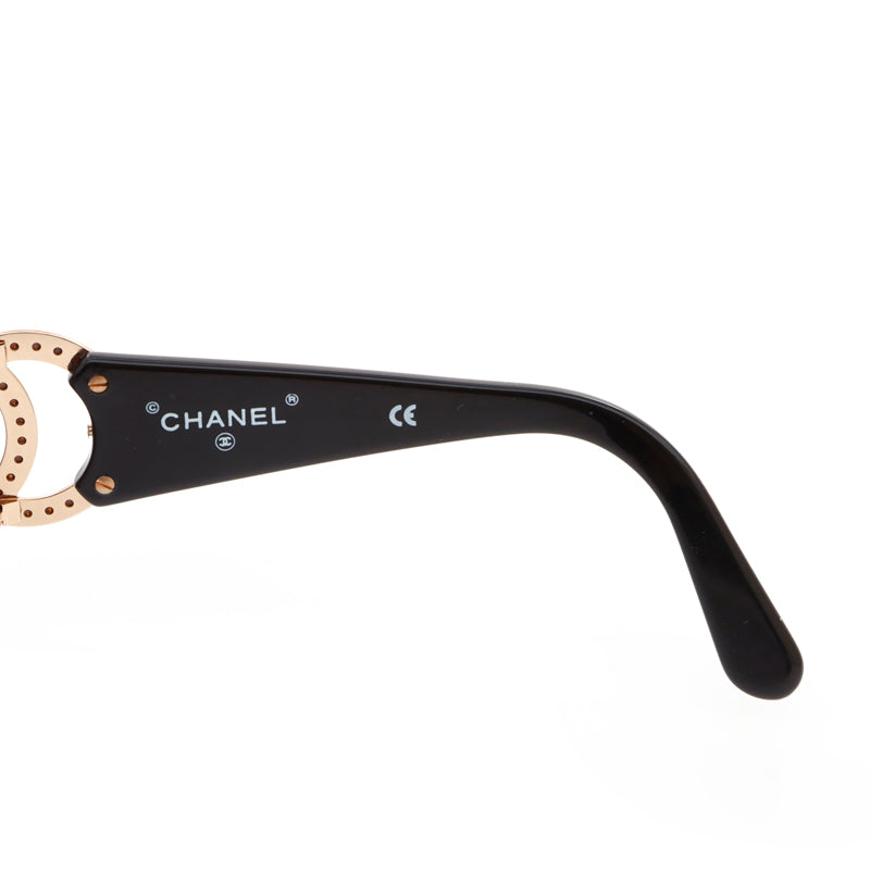 Chanel Coco Mark Rhinestone Sunglasses Black WS4616 – NUIR VINTAGE