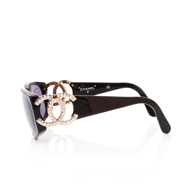 小物 CHANEL BIG Coco mark sunglasses Chanel Coco Mark Rhinestone Sunglasses Black WS4616 – NUIR