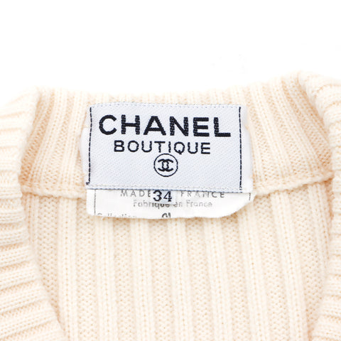 Chanel Cashmere Cropped Size:34 1990s Cardigan Ivory WS4629