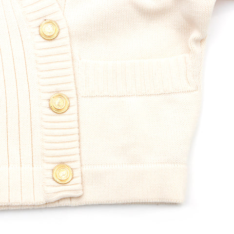 Chanel Cashmere Cropped Size:34 1990s Cardigan Ivory WS4629