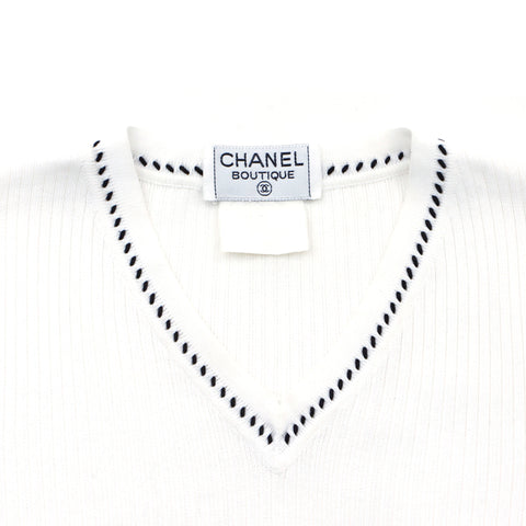 Chanel Chanel Coco Mark Short Sleeve 1990er Jahre Kurzarm T-Shirt White WS4631