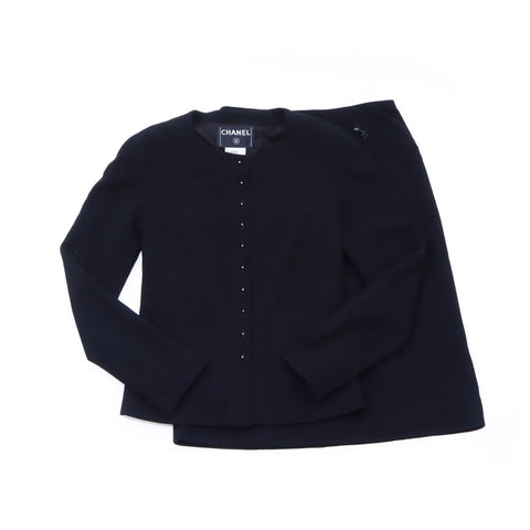 シャネル CHANEL ウール スーツ スカート Size:38 2002年 セットアップ ブラック WS4638