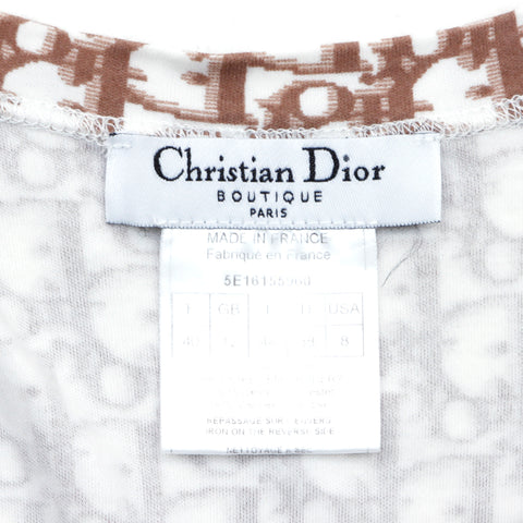 クリスチャンディオール Christian Dior トロッター ロゴ コットン Size40 タンクトップ ベージュ×ホワイト WS4645