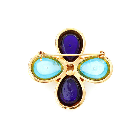 Chanel Coco Mark Gripore Brooch Gold x Blue WS4656