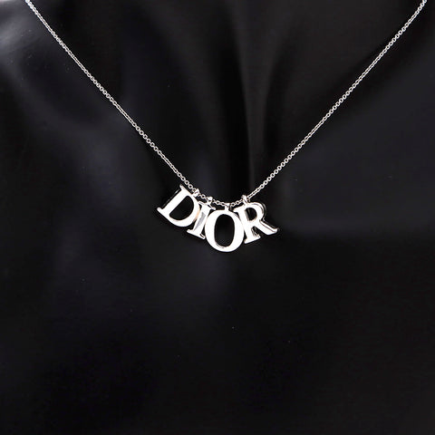 Christian Dior Logo Halskette Silber WS4661