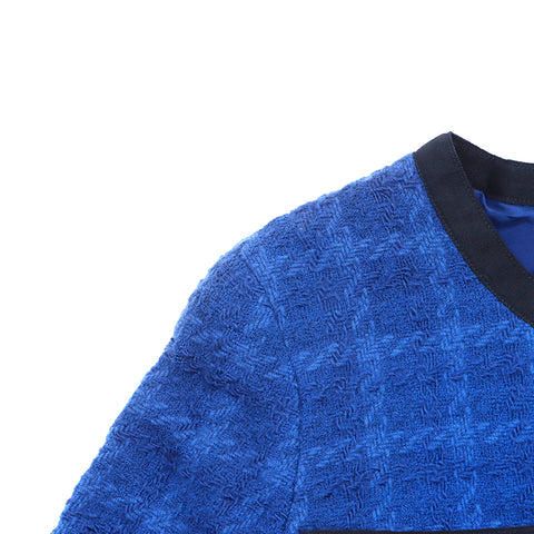 Chanel coco bouton tweed blouson veste bleu ws4733