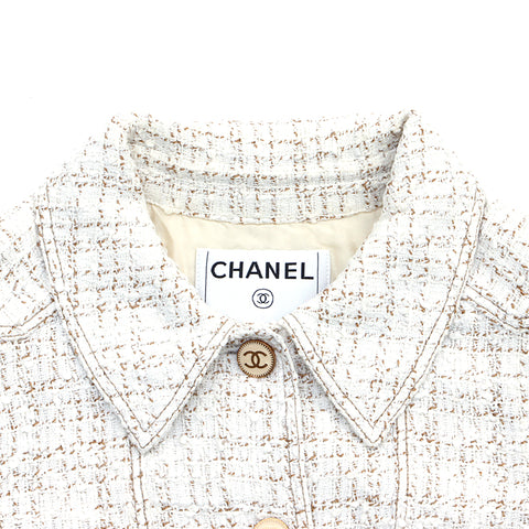 Chanel Chanel Coco Button Tweed 01p Vest White WS4734