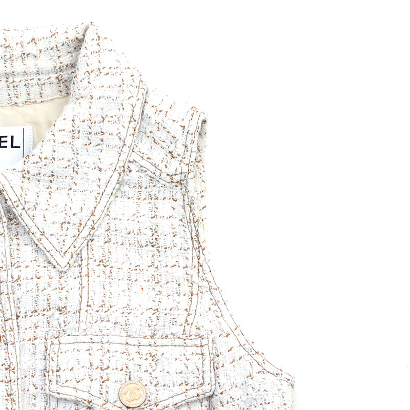トップス candy tweed vest/white トップス candy tweed vest/white White Tweed Vest Jacket