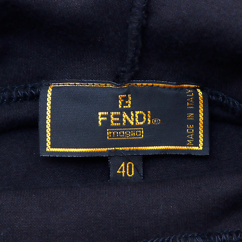 Fendi Velours Kleid Baumwolle Schwarz WS4745