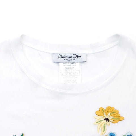 Christian Dior Logo Flower Short Sleeve T-Shirt White WS4784