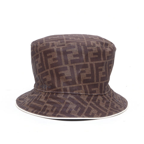 Fendi Zucca Reversible Hat Hut PVC Braun WS4804