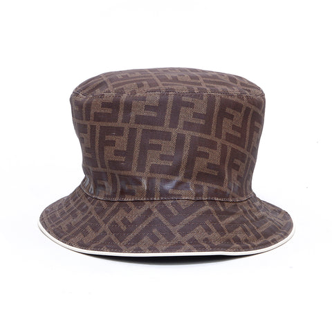 Fendi Zucca Reversible Hat Hut PVC Braun WS4804