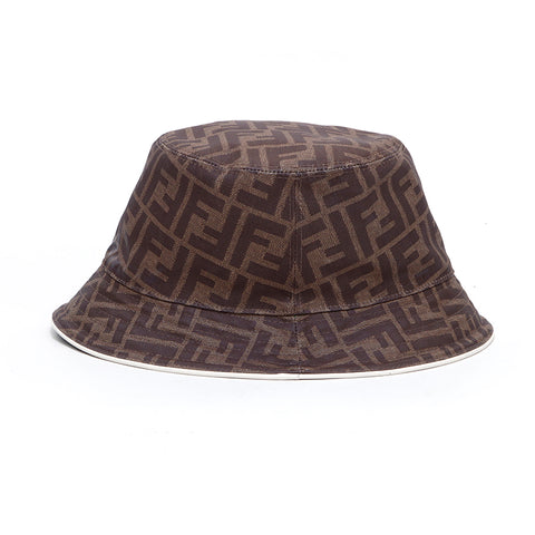 Fendi Zucca Reversible Hat Hut PVC Braun WS4804