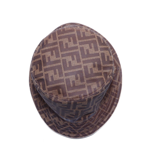 Fendi Zucca Reversible Hat Hut PVC Braun WS4804