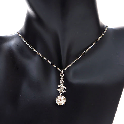 Chanel Coco Mark Rhinestone 2012 Silver Necklace WS4858