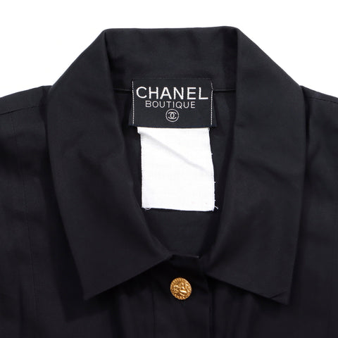 シャネル CHANEL モチーフ ボタン 半袖  ワンピース VINTAGE 中古 定番 ブラック WS4868