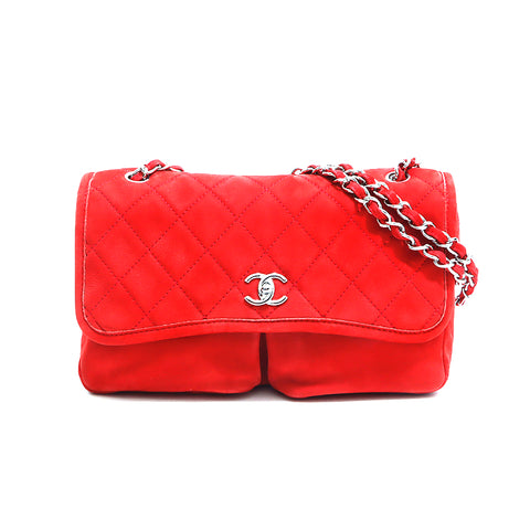 シャネル CHANEL ココマーク マトラッセ チェーン 16番台 ショルダーバッグ レッド WS4909