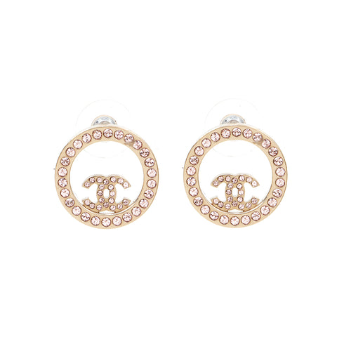 Chanel Coco Mark Rhinestone B17 Earrings Gold WS4959