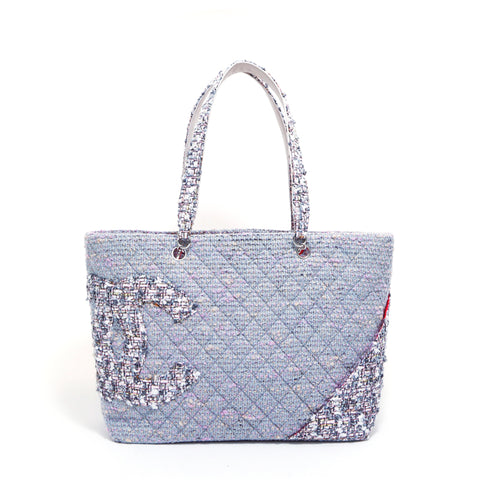 香奈儿香奈儿(Chanel Chanel)9th Tweed手提袋粉红色X蓝色WS5015