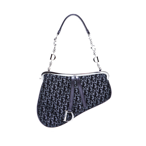 クリスチャンディオール Christian Dior ミニ トロッター サドルバッグ ハンドバッグ ブラック WS5048