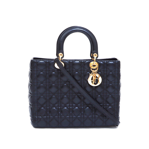 基督教Dior皮革女士Dior 2向肩带黑色金色WS5104