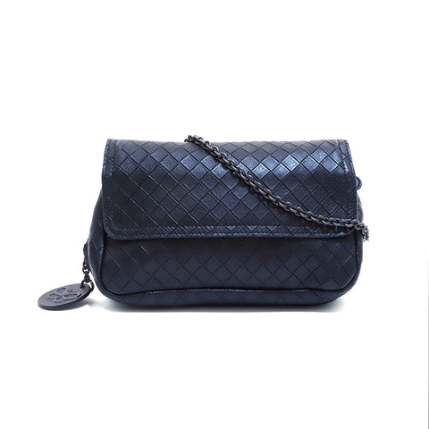 ボッテガヴェネタ BOTTEGAVENETA レザー　イントレチャート ショルダーバッグ ブラック WS5114