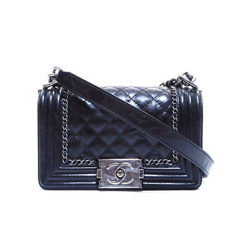 Chanel CHANEL Boy Chanel Mini Coco Mark Matelasse No. 23 Shoulder Bag Black WS5156