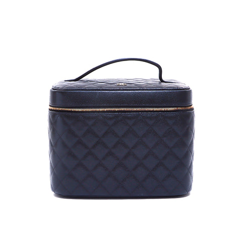 香奈儿Coco Mark Matelasse鱼子酱皮肤化妆单元26其他袋子黑色WS5206