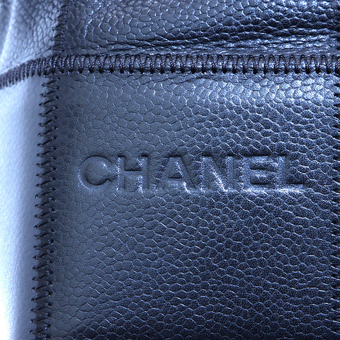 シャネル CHANEL チョコレートバー キャビアスキン ８番台 ハンドバッグ ブラック WS5208