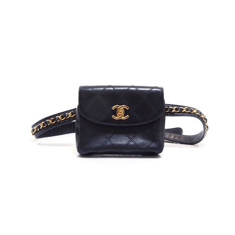 香奈儿Chanel Bicolore腰包小牛腰包黑色WS5363