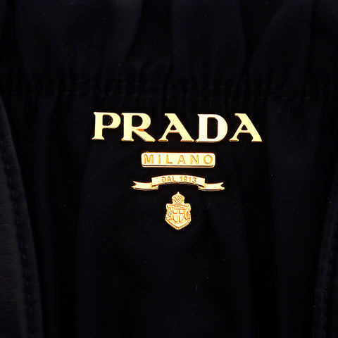 プラダ PRADA ナイロン ギャザー 2way ハンドバッグ ブラック WS5370