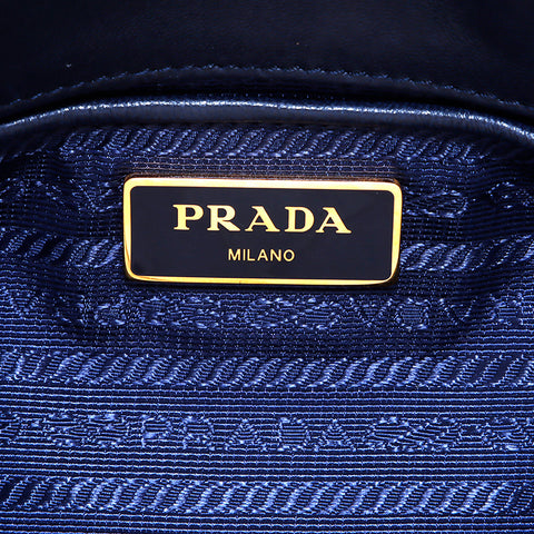 プラダ PRADA ゴールド金具 2way ギャザー ハンドバッグ ネイビー WS5455