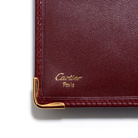 カルティエ CARTIER カードケース 札入れ パスポートケース 二つ折り財布 バーガンディー WS5463
