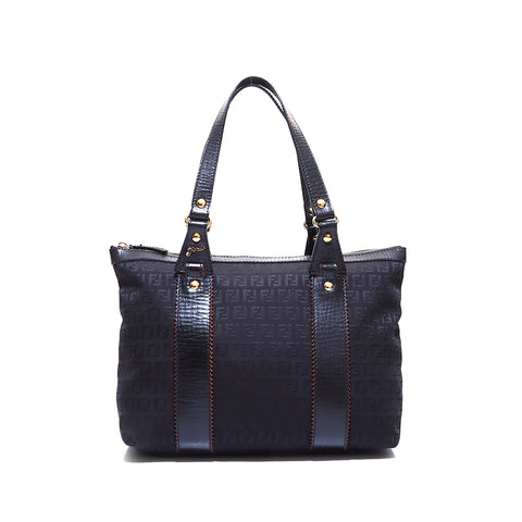 Fendi Zucchino手提包黑色帆布WS5612