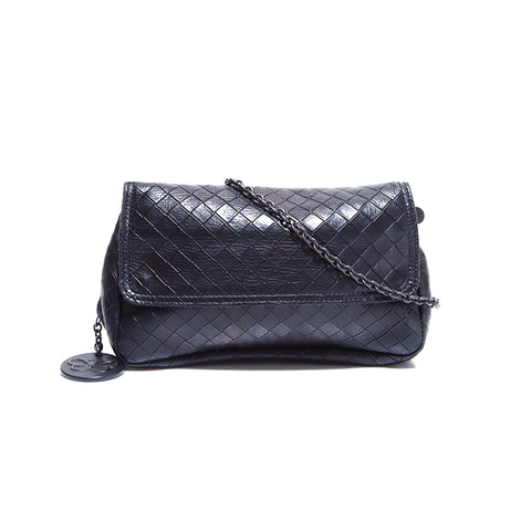 Bottegaveneta Intreciato肩带皮革黑色WS5628