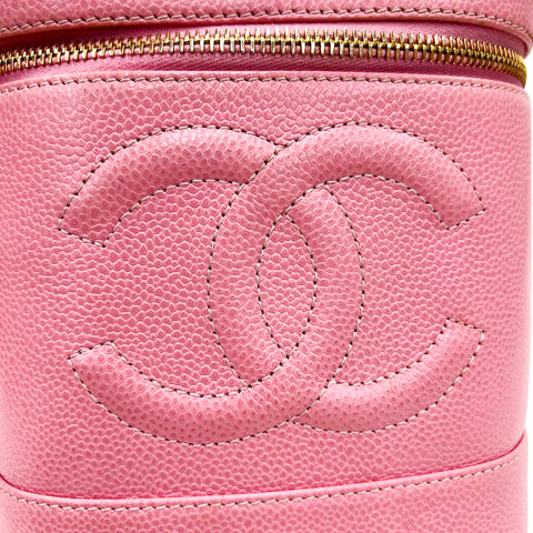 シャネル CHANEL キャビアスキン バニティ ハンドバッグ レザー ピンク 