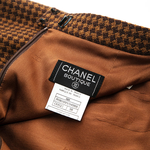 Chanel CHANEL Tweed Belt Jacket Skirt Setup Brown EIT0407