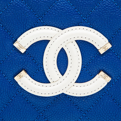 Chanel Chanel CC Philigrey Vanity 2way Umhängetasche Blau x Red Eit0602
