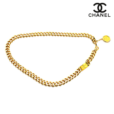 Chanel Chanel Logo Plattenkette Gürtel Gold EIT0656
