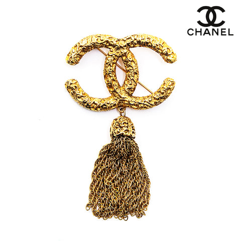 Chanel CHANEL Lava Fringe Brooch Gold eit0659