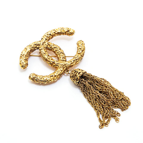 Chanel CHANEL Lava Fringe Brooch Gold eit0659