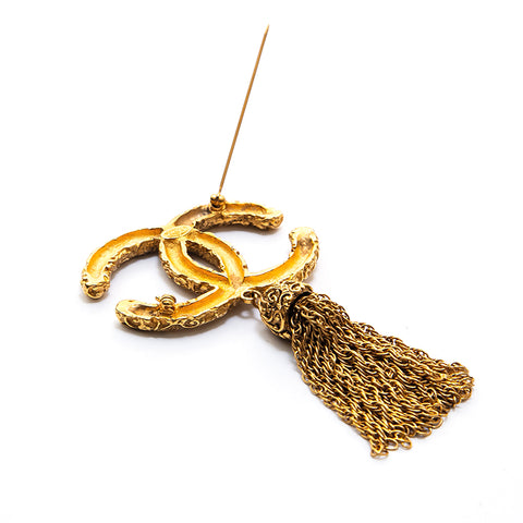 Chanel CHANEL Lava Fringe Brooch Gold eit0659