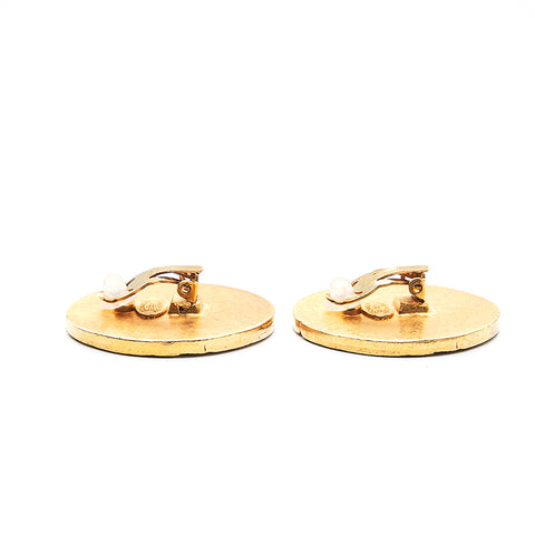 Chanel CHANEL Logo Round Earring Gold EIT0688