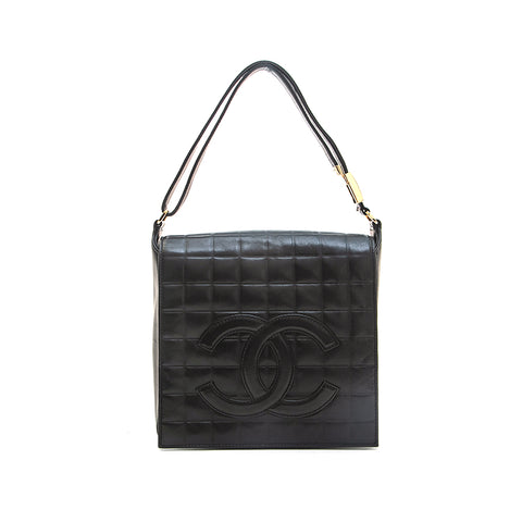 シャネル CHANEL チョコバー フルフラップ ワン ショルダーバッグ ブラック eit0714