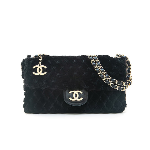 Chanel Chanel Lapin Matrasse Chain Sweger Bag Black EIT0737