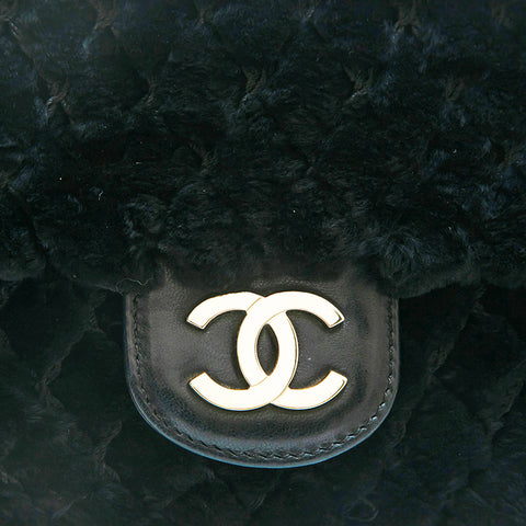 Chanel Chanel Lapin Matrasse -Ketten -Umhängetasche Schwarz EIT0737