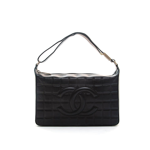 Chanel CHANEL Chocolate Bar Coco Mark One Shoulder Bag Black EIT0754