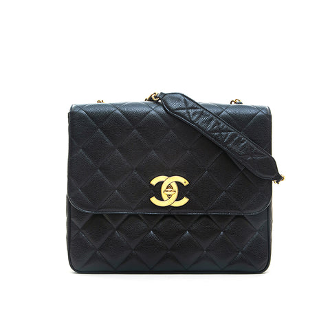 シャネル CHANEL キャビアスキン マトラッセ チェーン ショルダーバッグ ブラック eit0759