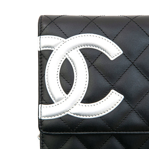 CHANEL Cambon Line Leather Shoulder Bag Black