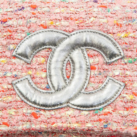 Chanel Chanel Lame Tweed Coco Mark Kette Handtasche Pink EIT0800